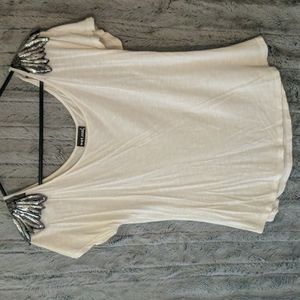 Wet seal cap sleeve with silver sequins